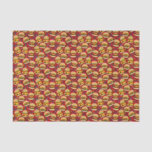 Cheese Burger Pattern on Red Tissue Paper
