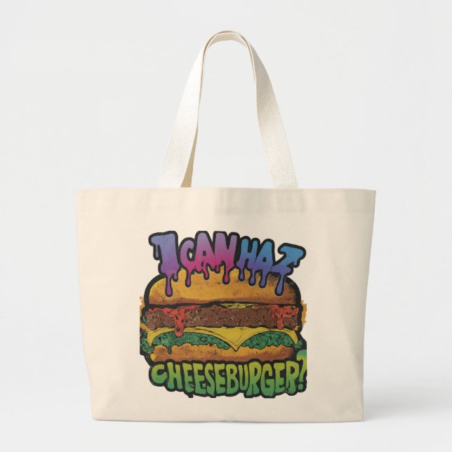 "cheese burgur": large tote bag (Front)