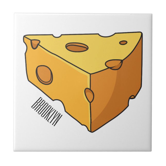 Cheese cartoon illustration ceramic tile (Front)