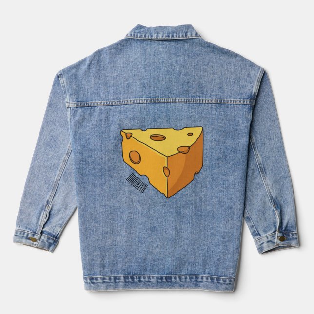 Cheese cartoon illustration denim jacket (Back)