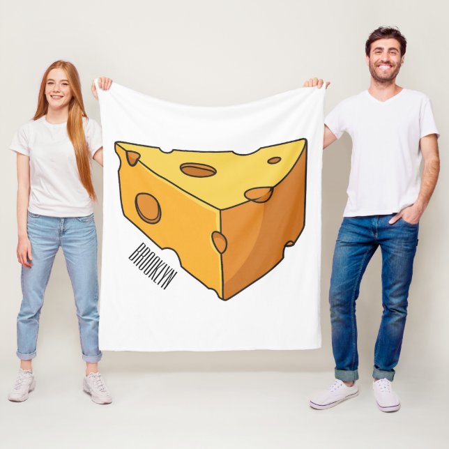 Cheese cartoon illustration fleece blanket (In Situ)