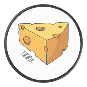 Cheese cartoon illustration hockey puck