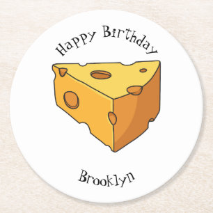 Cheese cartoon illustration round paper coaster