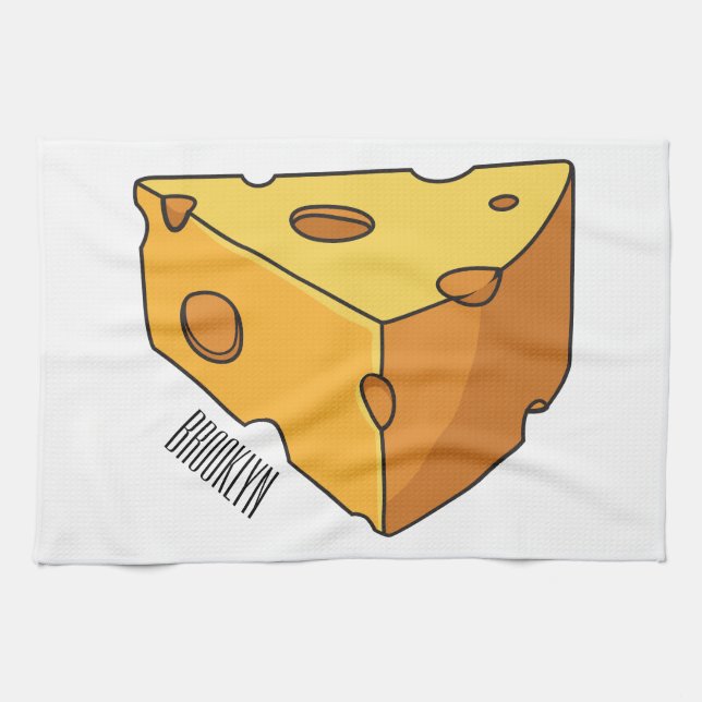 Cheese cartoon illustration tea towel (Horizontal)