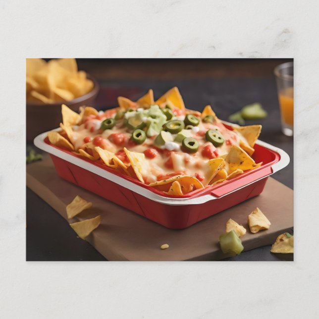 Cheese Covered Nachos in container  Postcard (Front)