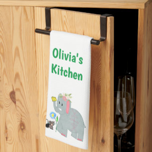 Cheese Elephant Mouse Kitchen Hand Towel