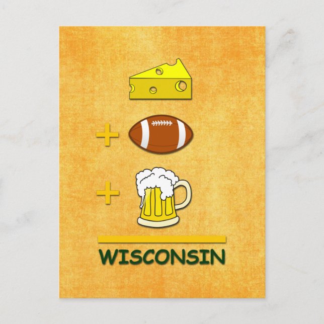 Cheese Football Beer Wisconsin Funny  Math Postcard (Front)