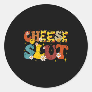 Cheese Groovy Sarcastic Funny Saying Christmas  Classic Round Sticker