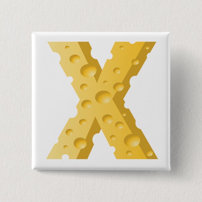 Cheese Letter X Typography 15 Cm Square Badge (Front)