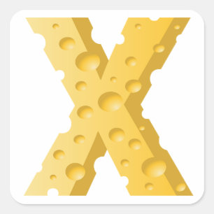 Cheese Letter X Typography Square Sticker