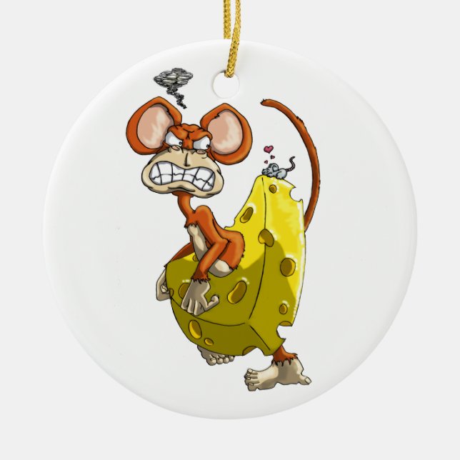 Cheese Monkey Ceramic Ornament (Front)