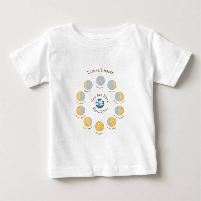 Cheese Moon Famciful Lunar Phases Chart White Baby T-Shirt (Front)
