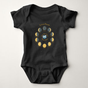 Cheese Moon Whimsical Lunar Phases Chart Dark Baby Bodysuit