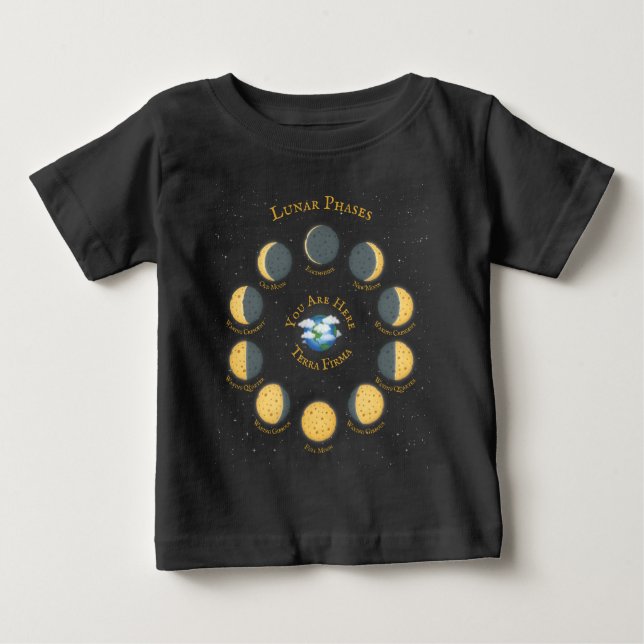 Cheese Moon Whimsical Lunar Phases Chart Dark Baby T-Shirt (Front)