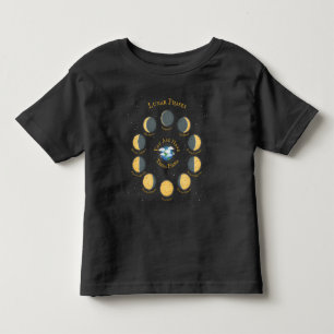 Cheese Moon Whimsical Lunar Phases Chart Dark Toddler T-Shirt