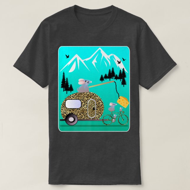 CHEESE MOTIVATION MICE CAMPER BIKE TOUR MOUNTAIN C T-Shirt (Design Front)