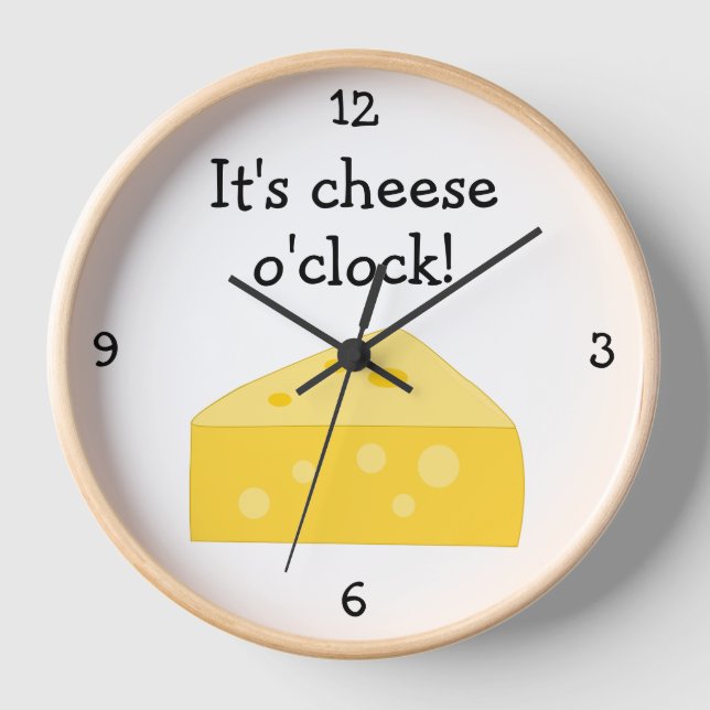 Cheese O'Clock fun food graphic Wall Clock (Front)