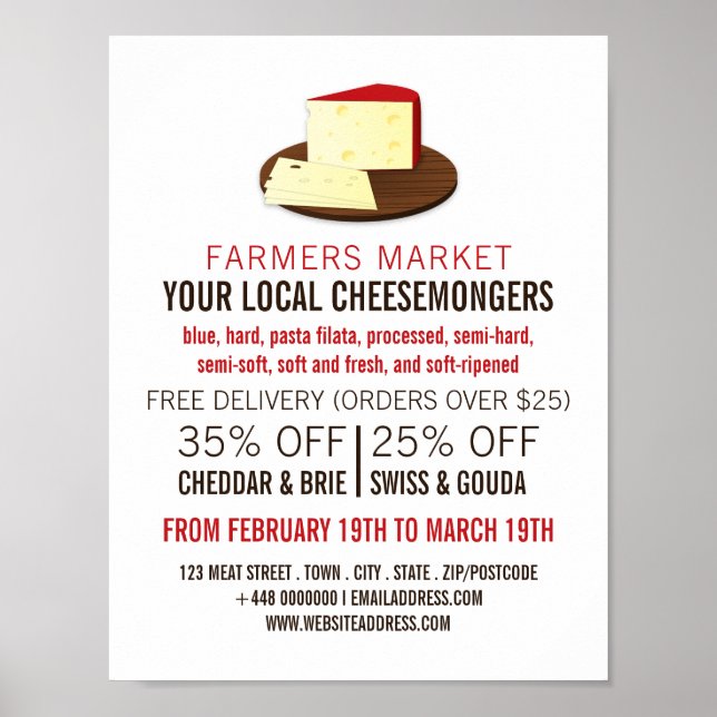 Cheese on Board, Cheesemonger Advertising Poster (Front)