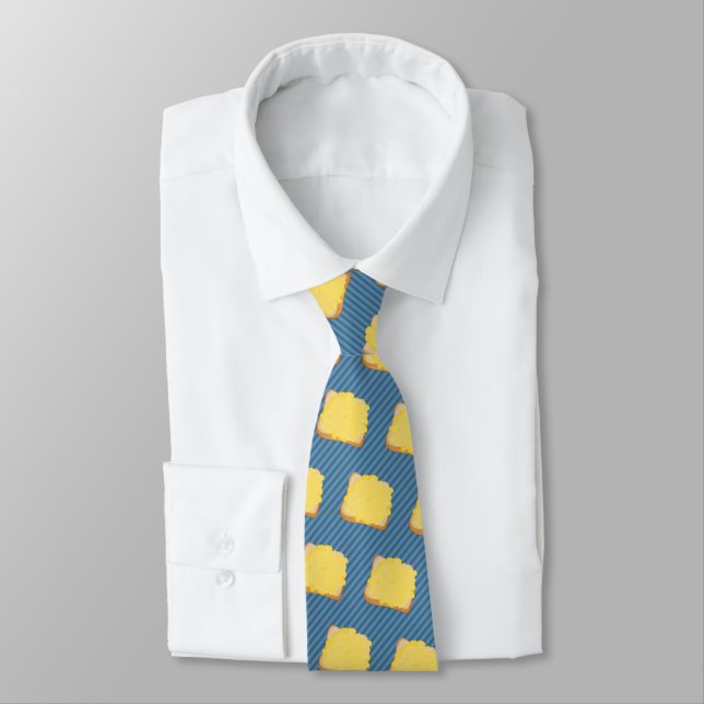Cheese on toast slice - custom striped background tie (Tied)