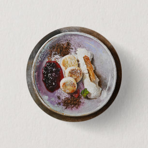 Cheese Pancakes with Berries – Gourmet Food 3 Cm Round Badge