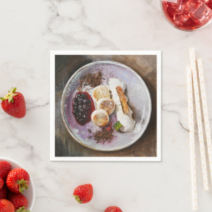 Cheese Pancakes with Berries – Gourmet Food Napkin