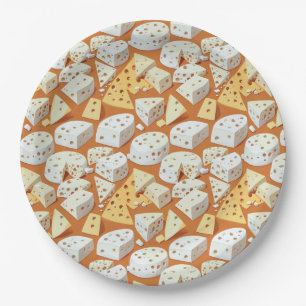 Cheese Pieces With Natural Holes Cute Pattern Paper Plate