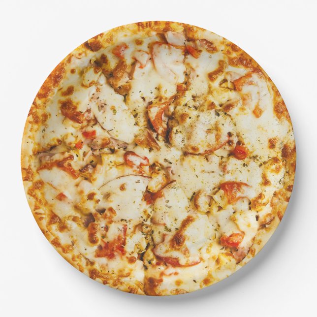 Cheese Pizza Party Paper Plates (Front)