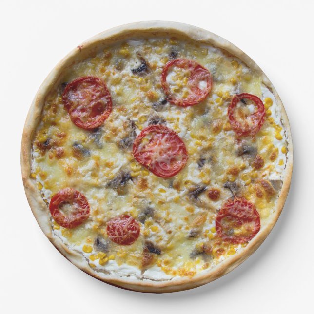 Cheese Pizza  Party Paper Plates (Front)