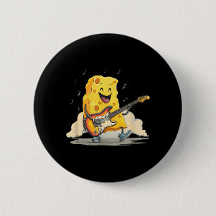 Cheese Singer with Electric Guitar for Rock Lovers 6 Cm Round Badge