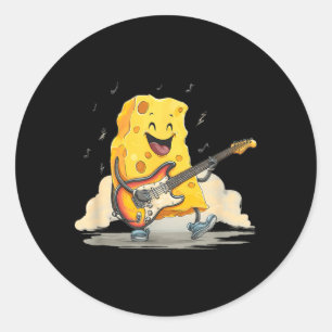 Cheese Singer with Electric Guitar for Rock Lovers Classic Round Sticker