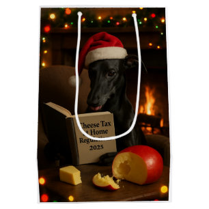 Cheese Tax Christmas gift bag black Whippet