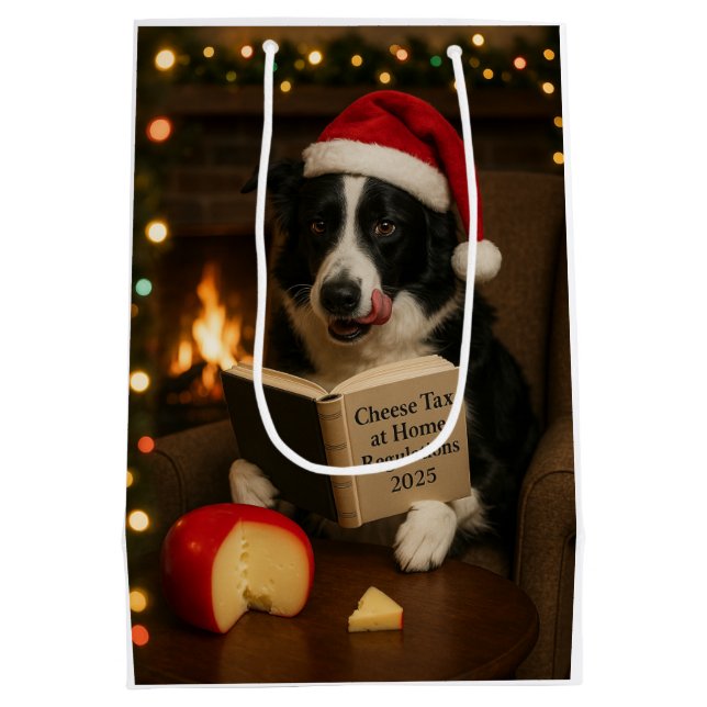 Cheese Tax Christmas gift bag - Border Collie (Back)