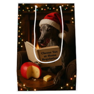 Cheese Tax Christmas gift bag - grey Whippet