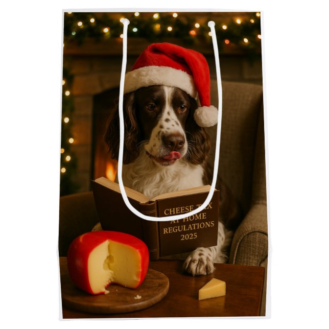 Cheese Tax Christmas gift bag - Springer Spaniel (Back)