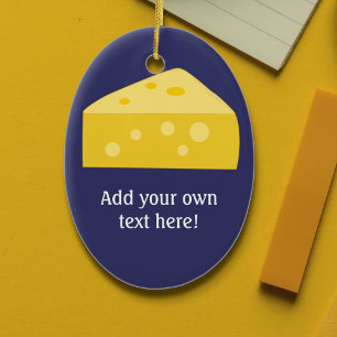 Cheese Wedge graphic to Personalise Ceramic Ornament