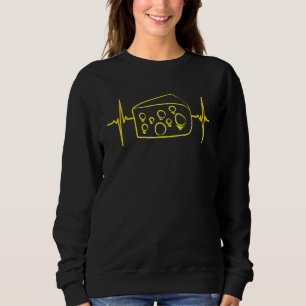 Cheese Wedge Heartbeat Grilled Dairy Farming Love Sweatshirt