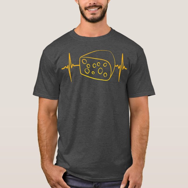 Cheese Wedge Heartbeat Grilled Dairy Farming T-Shirt (Front)