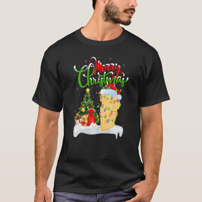 Cheese  Xmas Decorations Santa Cheese Christmas T-Shirt (Front)
