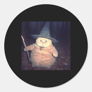 Cheeseball The Wizard Cat Vintage 90s Orange Cat W Classic Round Sticker