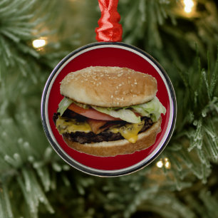 Cheeseburger and French Fries Metal Tree Decoration