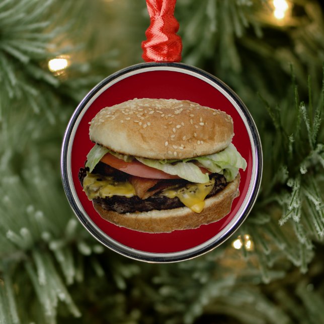 Cheeseburger and French Fries Metal Tree Decoration (Tree)