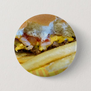 Cheeseburger and Fries 6 Cm Round Badge