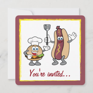 Cheeseburger and Hot Dog Cook-Out Invitation