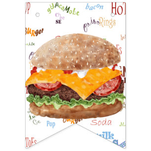 Cheeseburger BBQ Grill Fast Food Bunting