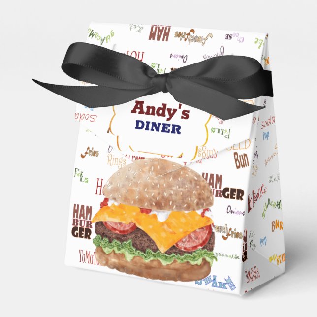 Cheeseburger BBQ Grill Fast Food Favour Box (Front Side)