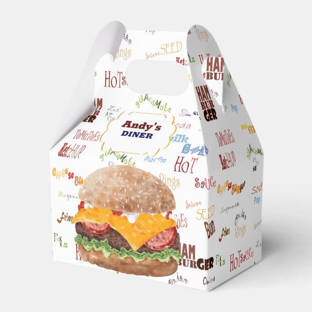 Cheeseburger BBQ Grill Fast Food Favour Box (Front Side)