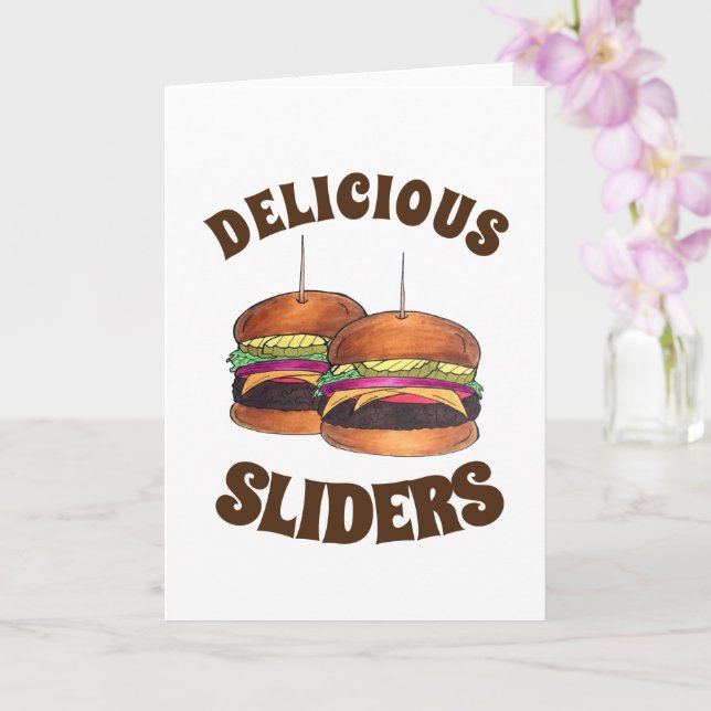 Cheeseburger Burger Hamburger Sliders Bar Food Card (Orchid)