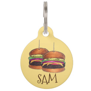 Cheeseburger Burger Hamburger Sliders Bar Pub Pet Tag