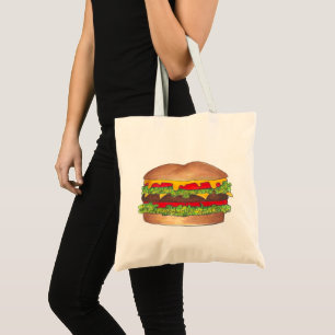 Cheeseburger Cheese Burger Hamburger Bun Fast Food Tote Bag