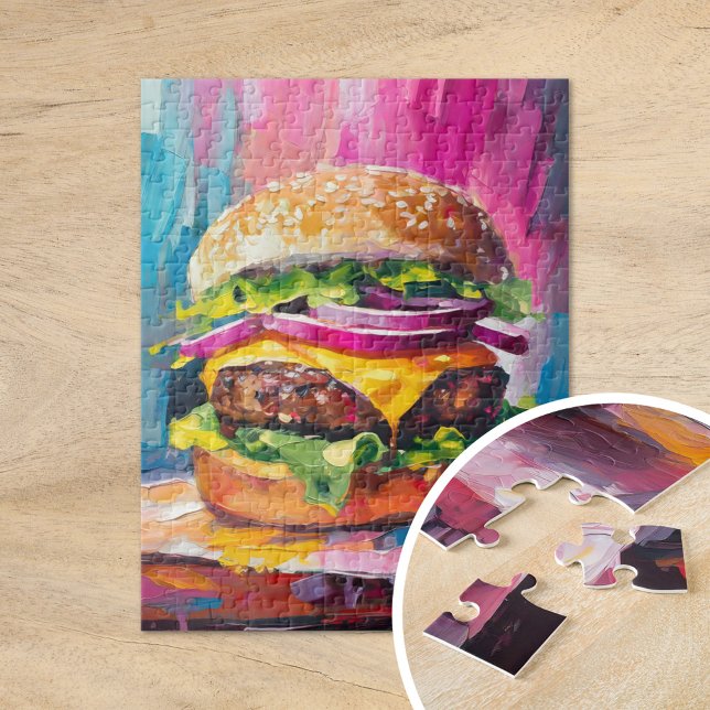 Cheeseburger Colourful Modern Abstract Art Jigsaw Puzzle (Creator Uploaded)
